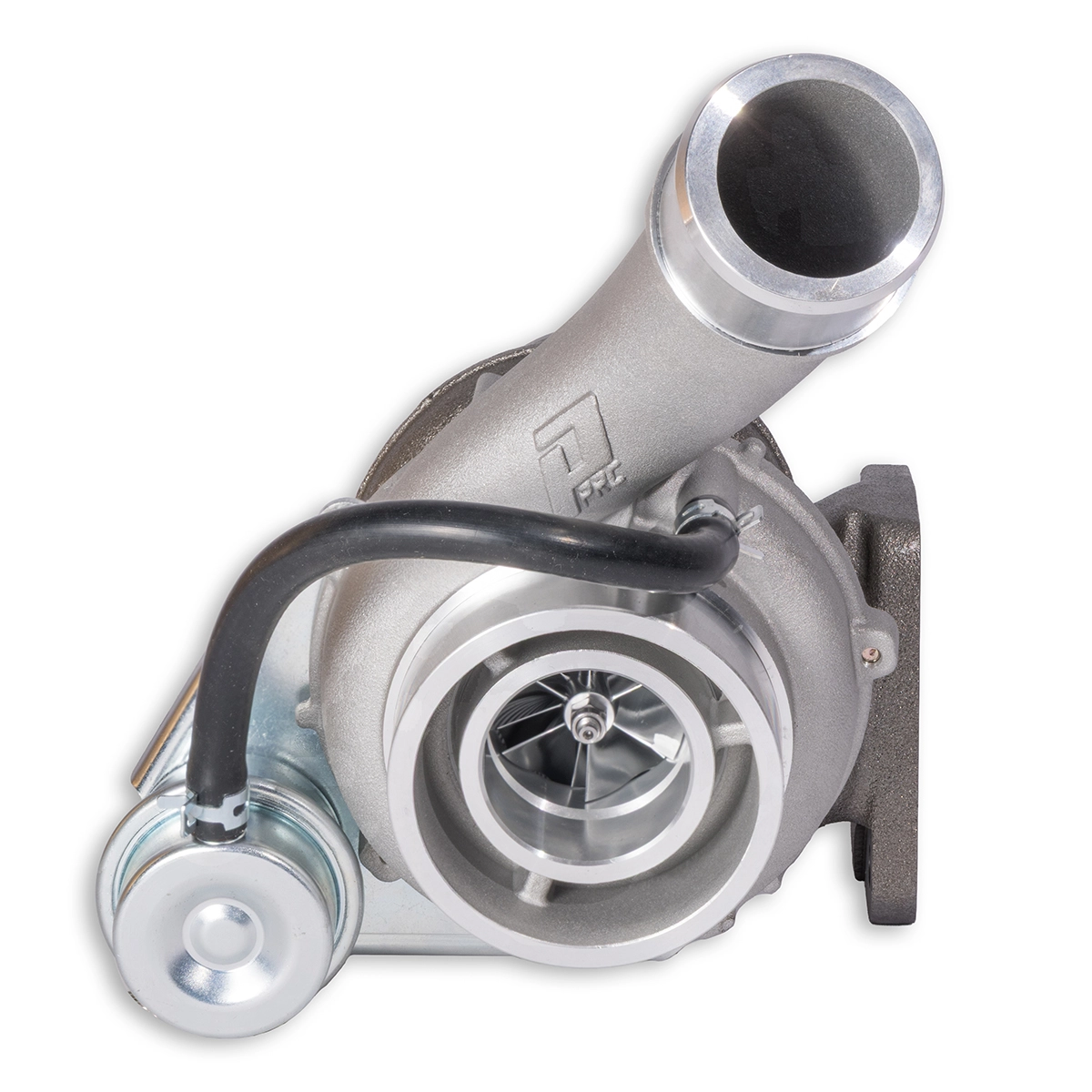 PPRC 44mm 4JJ1 bolt-on turbo, front view of the billet compressor wheel