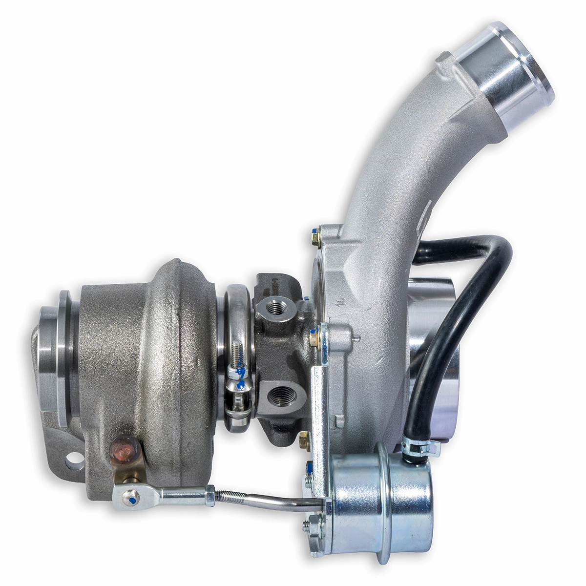 PPRC 44mm 4JJ1 bolt-on turbo, side profile showing the wastegate actuator
