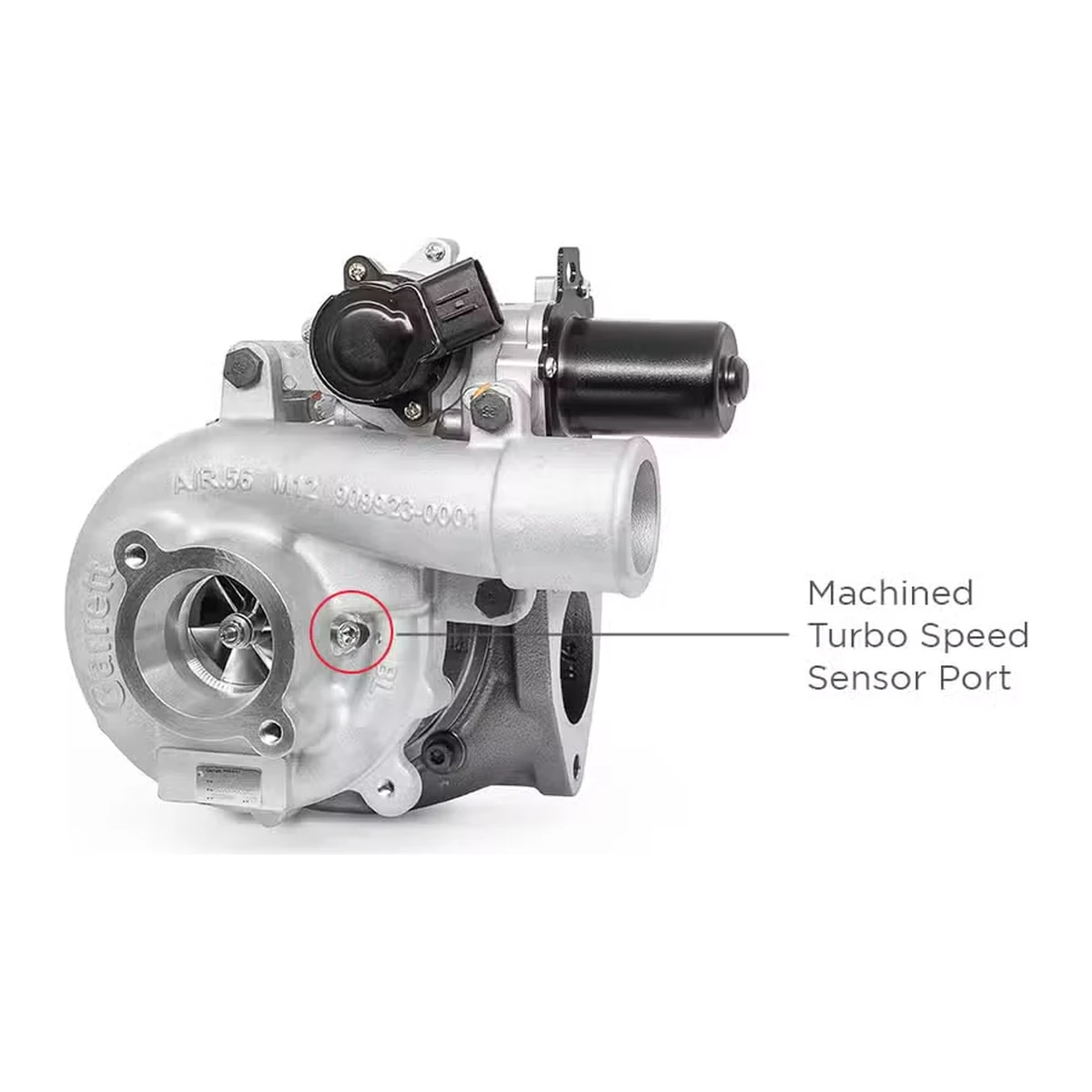 Garrett PowerMax 1KD-FTV turbocharger machined turbo speed sensor port
