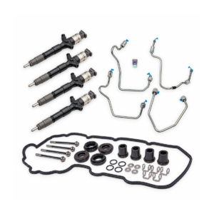 Genuine Denso 1KD-FTV injector kit with four injectors, injector lines and fitting kit