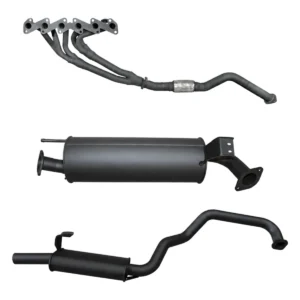 Manta 2.5-inch Aluminised Steel Exhaust System with Extractors suitable for Toyota LandCruiser 105 Series HZJ105 4.2L 1HZ with Centre and Rear Muffler, No Cat