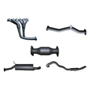 Manta 2.5-inch Aluminised Steel Full Exhaust with Extractors and Cats suitable for Nissan Patrol GU 4.8L TB48 Petrol 2002-2012, Centre Muffler and Rear Hotdog
