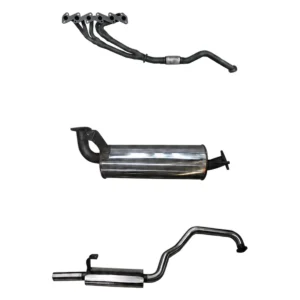 Manta 2.5-inch Stainless Steel Exhaust System with Extractors suitable for Toyota LandCruiser 105 Series HZJ105 4.2L 1HZ with Centre and Rear Muffler, No Cat