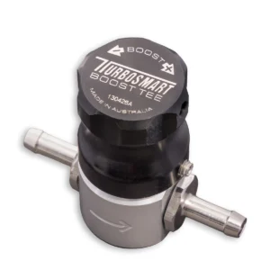 Turbosmart Boost Tee manual boost controller, black, TS-0101-1102, three-quarter view of the adjuster cap