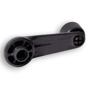 Back of the dark grey window winder handle showing the spline boss, suitable for Toyota LandCruiser 76, 78 and 79 Series