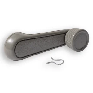Light grey window winder handle with retaining clip, suitable for Toyota LandCruiser 70, 80, 100 and 105 Series and Hilux